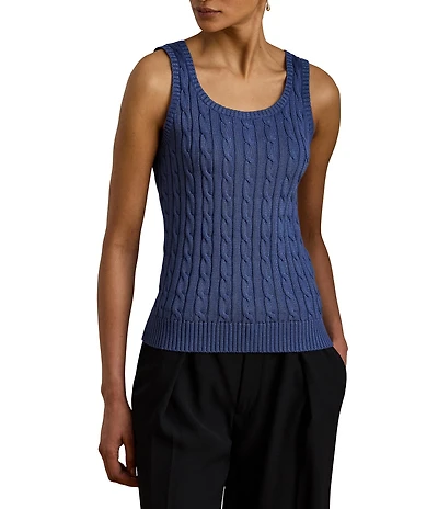 Lauren Ralph Lauren Cable Knit Scoop Neck Sleeveless Tank Top