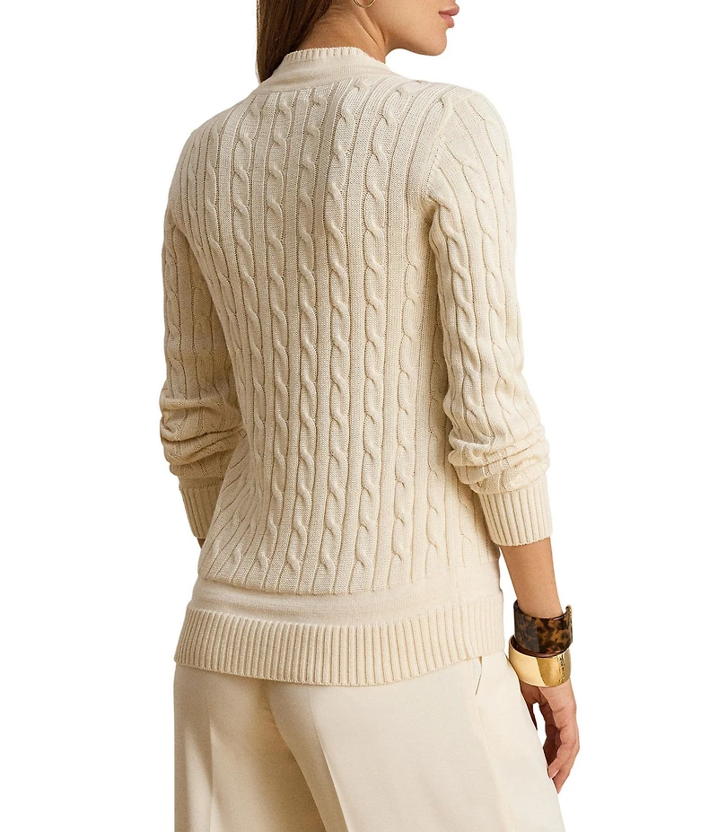 Lauren Ralph Lauren Cable Knit V-Neck Long Sleeve Sweater Top