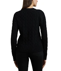 Lauren Ralph Lauren Cable Knit V-Neck Long Sleeve Top