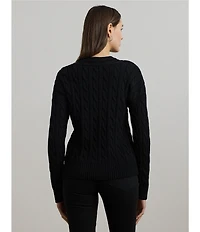 Lauren Ralph Lauren Cable Knit V-Neck Long Sleeve Top