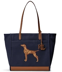 Lauren Ralph Lauren Cameryn Dog Embroidered Large Tote Bag