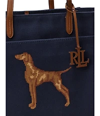 Lauren Ralph Lauren Cameryn Dog Embroidered Large Tote Bag