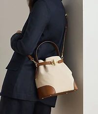 Lauren Ralph Lauren Blaike Medium Belted Canvas Handle Bucket Bag