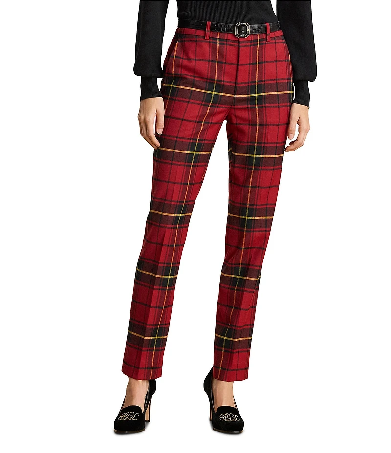 Lauren Ralph Lauren Checked Plaid Stretch Twill Cropped Pants