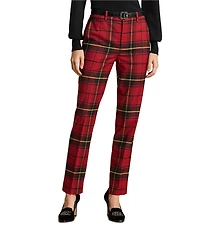 Lauren Ralph Lauren Checked Plaid Stretch Twill Cropped Pants
