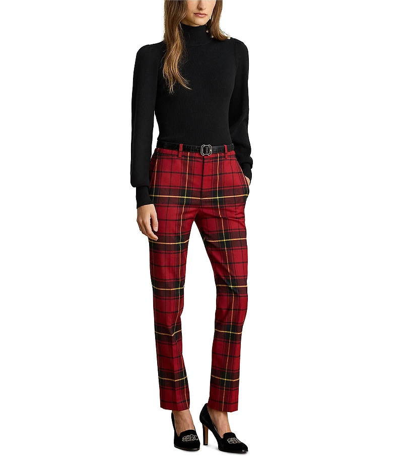 Lauren Ralph Lauren Checked Plaid Stretch Twill Cropped Pants