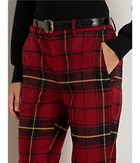 Lauren Ralph Lauren Checked Plaid Stretch Twill Cropped Pants