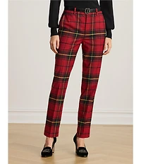 Lauren Ralph Lauren Checked Plaid Stretch Twill Cropped Pants