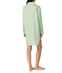 Lauren Ralph Lauren Checked Print Long Sleeve Notch Collar Woven Sleepshirt
