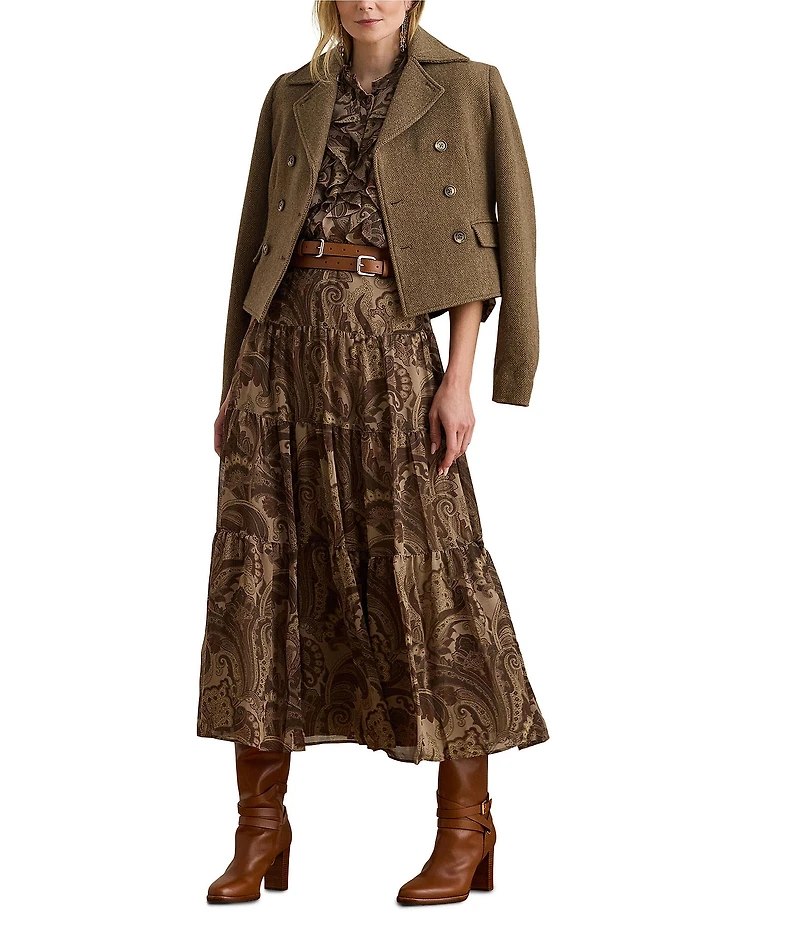 Lauren Ralph Lauren Chiffon Paisley Print Tiered Skirt