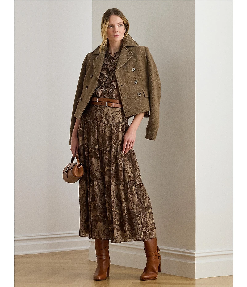 Lauren Ralph Lauren Chiffon Paisley Print Tiered Skirt