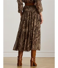 Lauren Ralph Lauren Chiffon Paisley Print Tiered Skirt