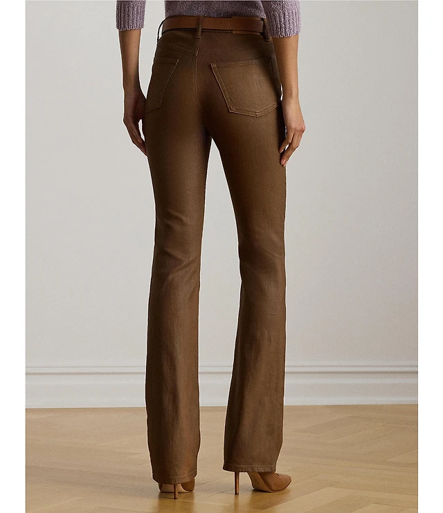 Lauren Ralph Lauren Coated Denim High Rise Boot Cut Jeans at
