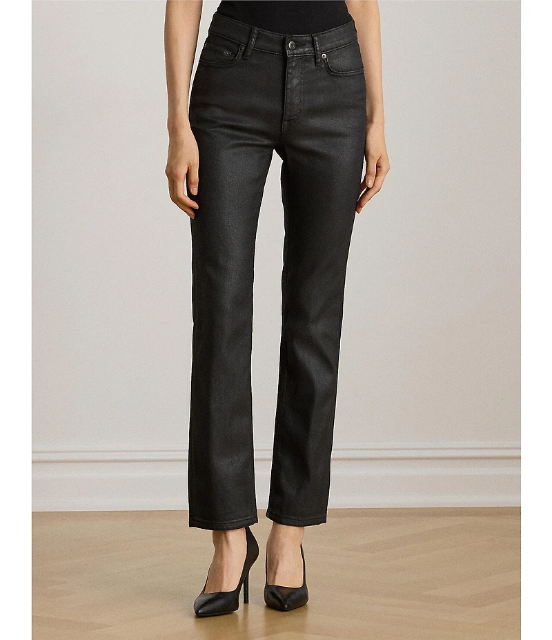Lauren Ralph Lauren Coated High Rise Straight Ankle Jeans