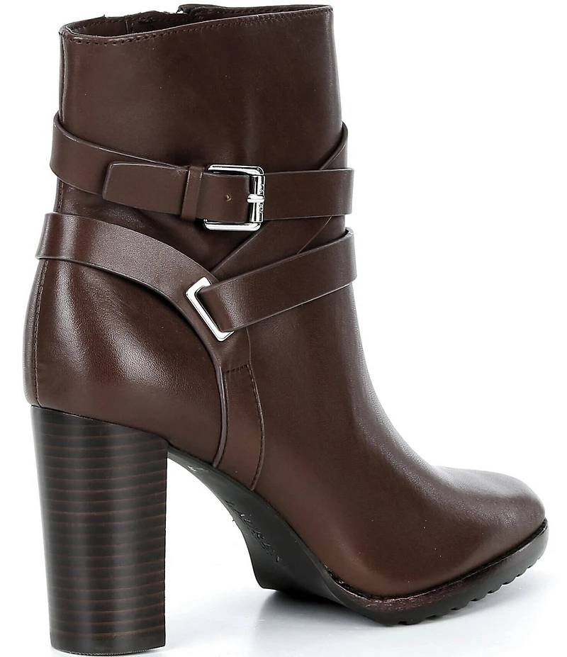 Lauren Ralph Lauren Collins Leather Buckle Strap Hardware Booties