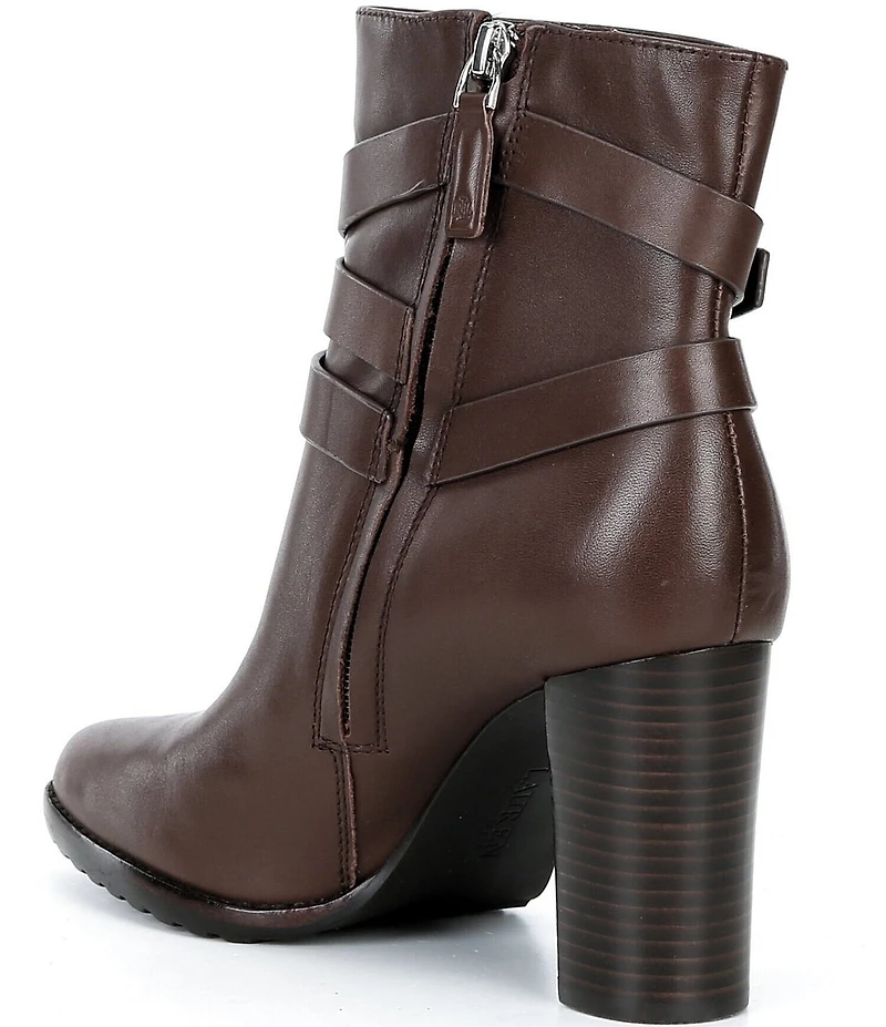 Lauren Ralph Lauren Collins Leather Buckle Strap Hardware Booties