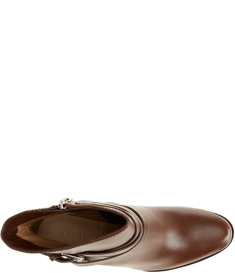 Lauren Ralph Lauren Collins Leather Buckle Strap Hardware Booties