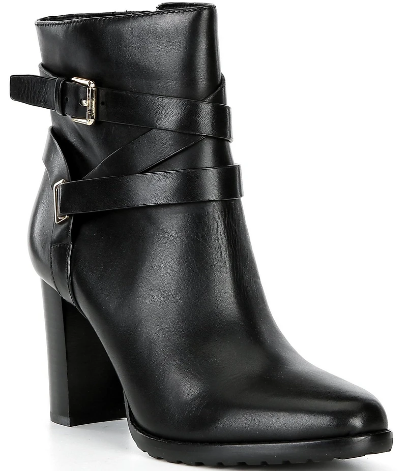 Lauren Ralph Lauren Collins Leather Buckle Strap Hardware Booties