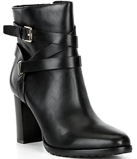 Lauren Ralph Lauren Collins Leather Buckle Strap Hardware Booties