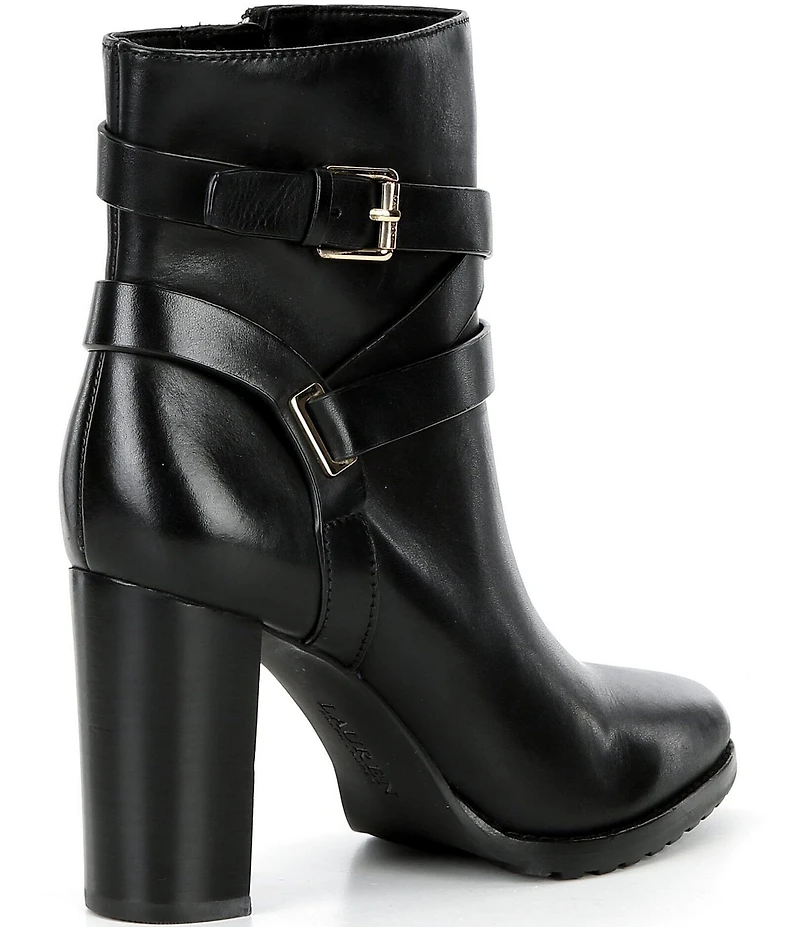 Lauren Ralph Lauren Collins Leather Buckle Strap Hardware Booties