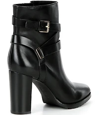 Lauren Ralph Lauren Collins Leather Buckle Strap Hardware Booties