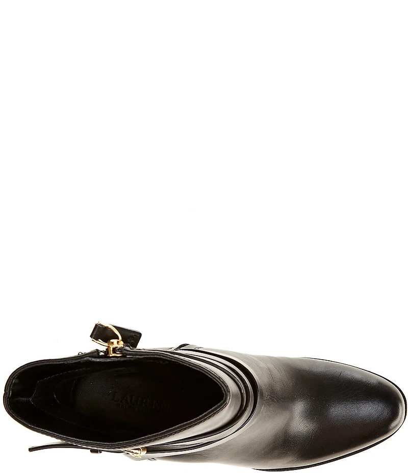 Lauren Ralph Lauren Collins Leather Buckle Strap Hardware Booties