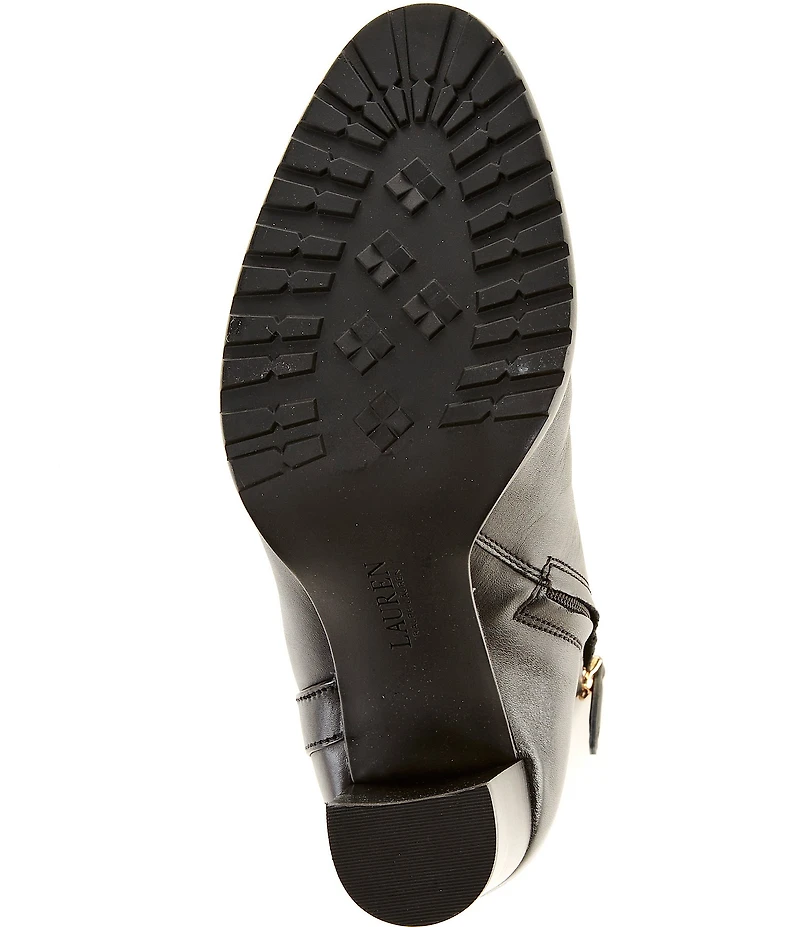 Lauren Ralph Lauren Collins Leather Buckle Strap Hardware Booties