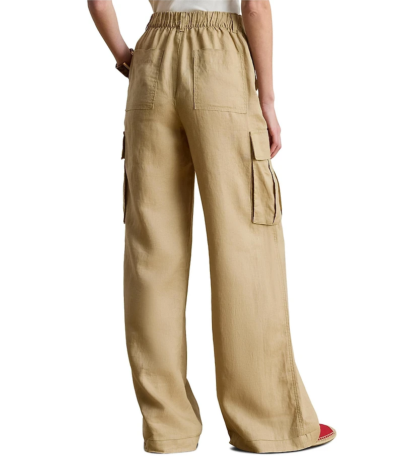 Lauren Ralph Lauren Coordinating High Rise Wide Leg Linen Cargo Pants