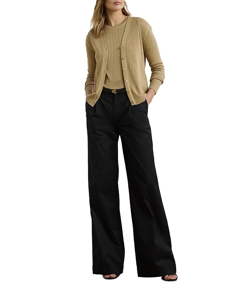 Lauren Ralph Lauren Coordinating Ribbed Knit V-Neck Long Sleeve Cardigan