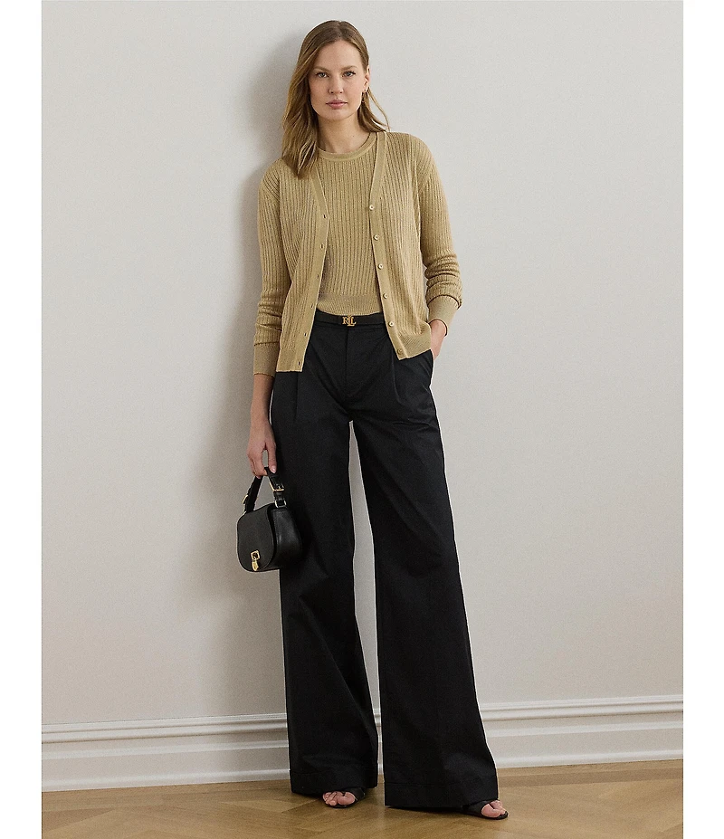 Lauren Ralph Lauren Coordinating Ribbed Knit V-Neck Long Sleeve Cardigan