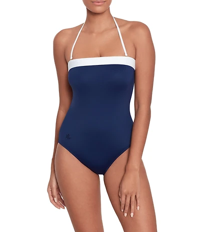 Lauren Ralph Lauren Core Colorblock Modern Bandeau One Piece Swimsuit