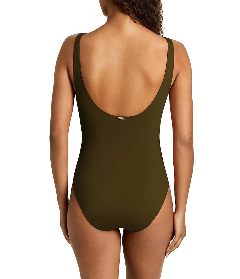 Lauren Ralph Lauren Core Solid Ruffle Underwire One Piece Swimsuit