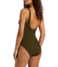 Lauren Ralph Lauren Core Solid Ruffle Underwire One Piece Swimsuit
