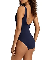 Lauren Ralph Lauren Core Solid Ruffle Underwire One Piece Swimsuit