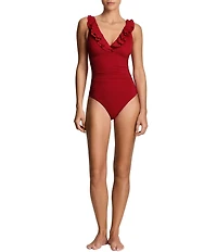 Lauren Ralph Lauren Core Solid Ruffle Underwire One Piece Swimsuit