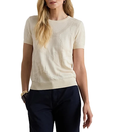 Lauren Ralph Lauren Cotton Blend Belting Motif Sweater