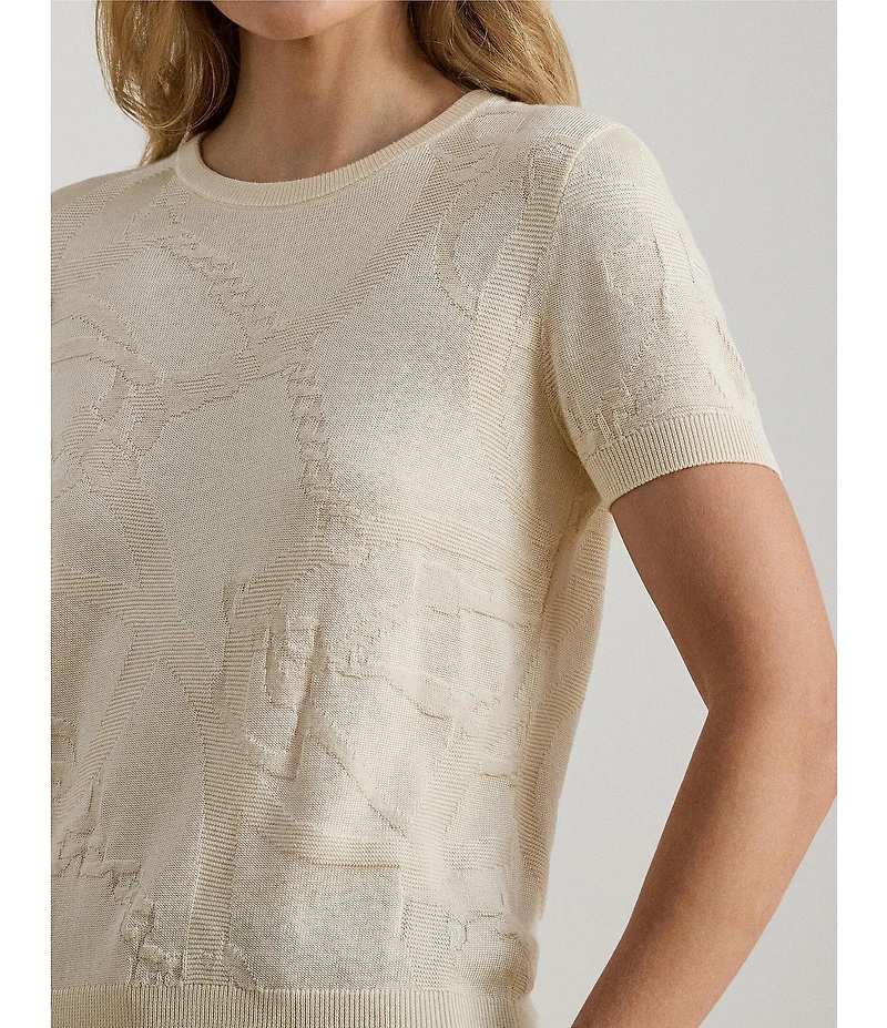 Lauren Ralph Lauren Cotton Blend Belting Motif Sweater