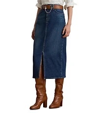 Lauren Ralph Lauren Cotton Blend Denim Midi Pencil Skirt