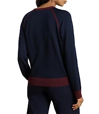 Lauren Ralph Lauren Cotton Blend Equestrian Print Crew Neck Long Sleeve Sweater