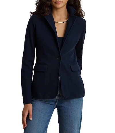 Lauren Ralph Lauren Cotton Blend Notch Lapel Long Sleeve Blazer