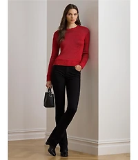 Lauren Ralph Lauren Cotton Blend Ribbed Crew Neck Long Sleeve Sweater