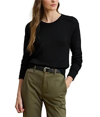 Lauren Ralph Lauren Cotton-Blend Round Neck Long Sleeve Sweater