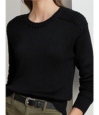 Lauren Ralph Lauren Cotton-Blend Round Neck Long Sleeve Sweater