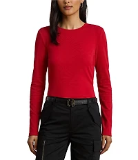 Lauren Ralph Lauren Cotton-Blend Round Neck Long Sleeve Top