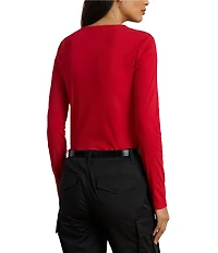 Lauren Ralph Lauren Cotton-Blend Round Neck Long Sleeve Top