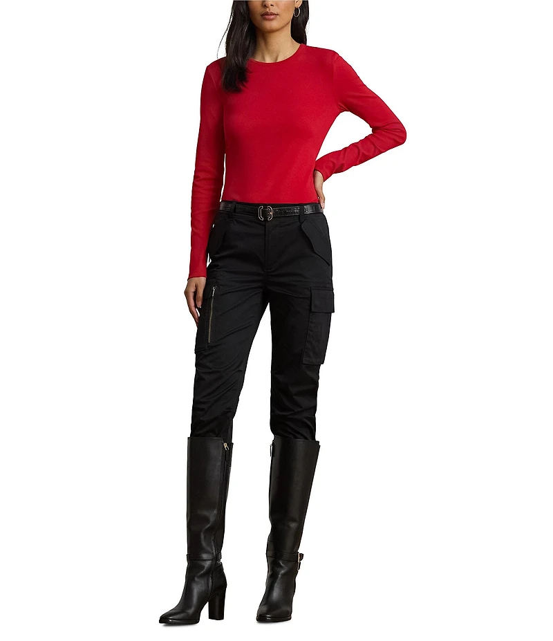 Lauren Ralph Lauren Cotton-Blend Round Neck Long Sleeve Top