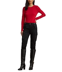 Lauren Ralph Lauren Cotton-Blend Round Neck Long Sleeve Top