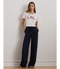 Lauren Ralph Lauren Cotton Jersey Beaded Logo Crew Neck Short Sleeve Tee