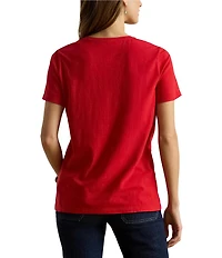 Lauren Ralph Lauren Cotton Jersey Embroidered Logo Crew Neck Short Sleeve T-Shirt