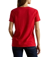Lauren Ralph Lauren Cotton Jersey Embroidered Logo Crew Neck Short Sleeve T-Shirt